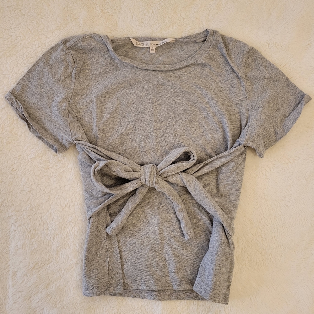 Rachel Rachel Roy Short Sleeve Front Bow Gray T-Shirt
